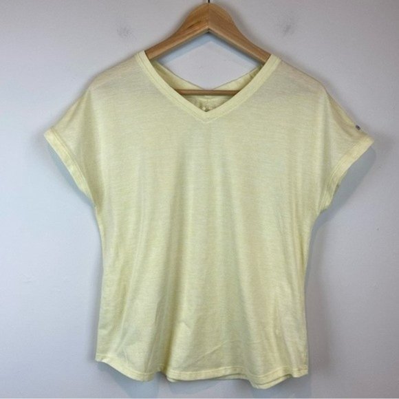 Columbia Yellow Striped Sleeveless V-neck Tee Women’s Size Medium - Picture 1 of 5